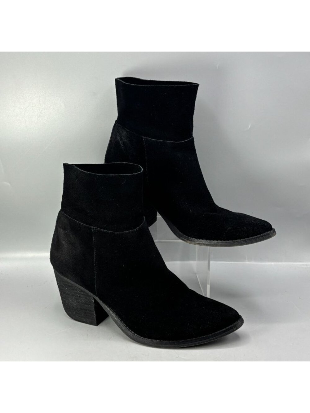 Aldo Black Suede Ankle Boots Block Heel Womens 8.5